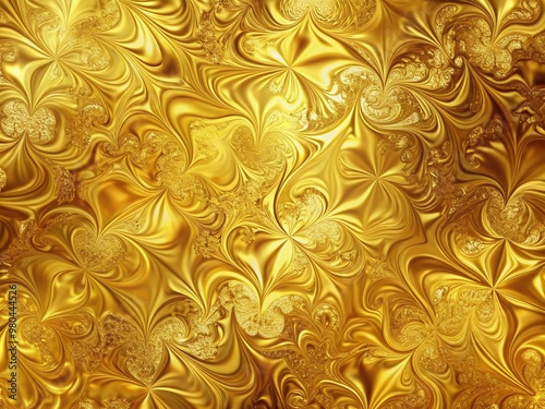 Vibrant yellow gold foil abstract background with intricate patterns and textures, evoking luxury and sophistication, perfect for high-end designs and premium visual projects.