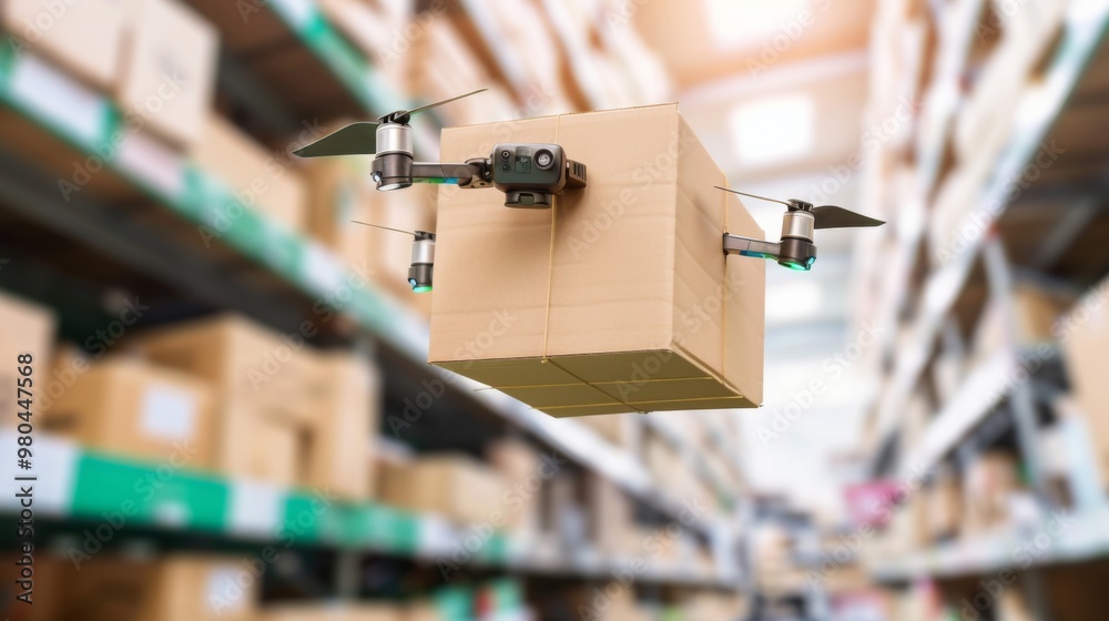 a drone flying over a warehouse a drone flying over a warehouse