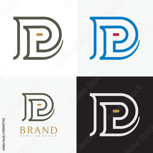 Letter PD Intermingled Coiled Letter Bold Outline Identity Vector Logo Art