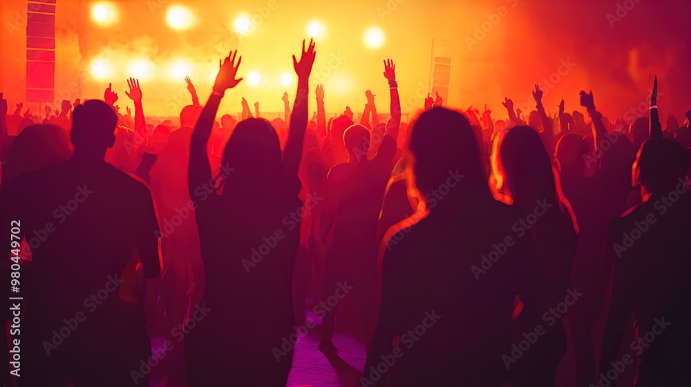 Vibrant Music Festival Vibes: Capturing Enthusiastic Fans Dancing with Hands in the Air – Perfect for Your Sporty Interior Poster! Vibrant Music Festival Vibes: Capturing Enthusiastic Fans Dancing with Hands in the Air – Perfect for Your Sporty Interior Poster!