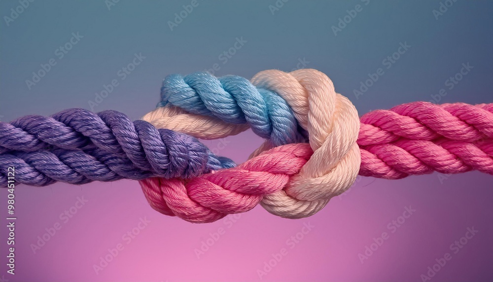 ropes of different colors tied into a knot ropes of different colors tied into a knot