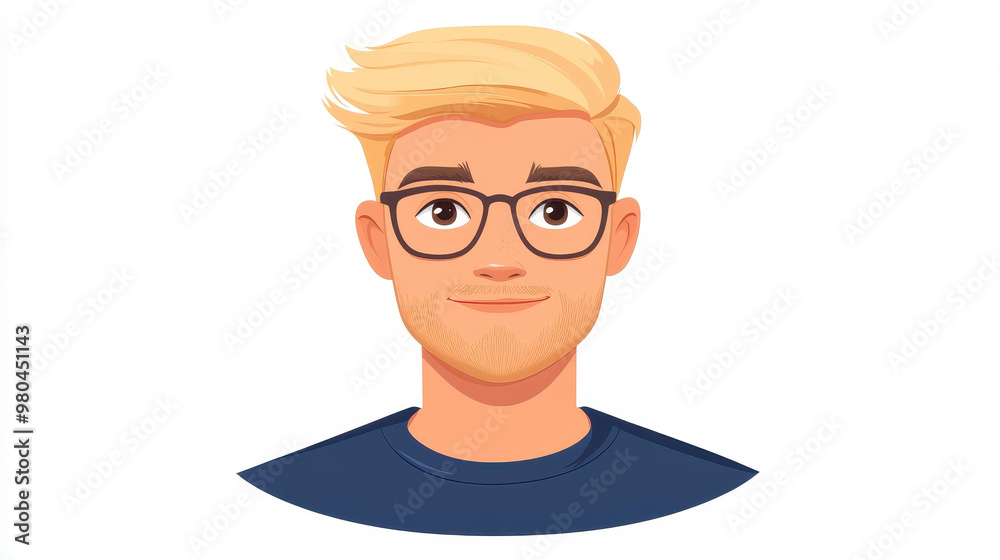 A vibrant cartoon illustration features a blonde man, highlighting his detailed facial traits in a fun, modern style. A vibrant cartoon illustration features a blonde man, highlighting his detailed facial traits in a fun, modern style.