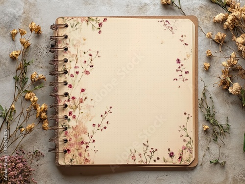 Bujo scrapbook design template. Copy space. photo