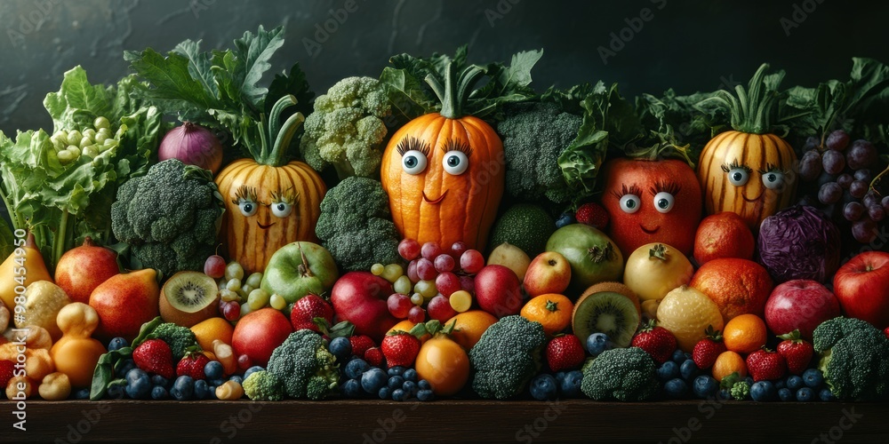 The vibrant city where animated fruits with faces bring joy and wonder to every corner of the city The vibrant city where animated fruits with faces bring joy and wonder to every corner of the city