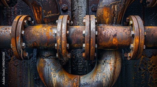 Intricate interconnected iron pipes a telephoto lens capture of industrial elegance and solitude