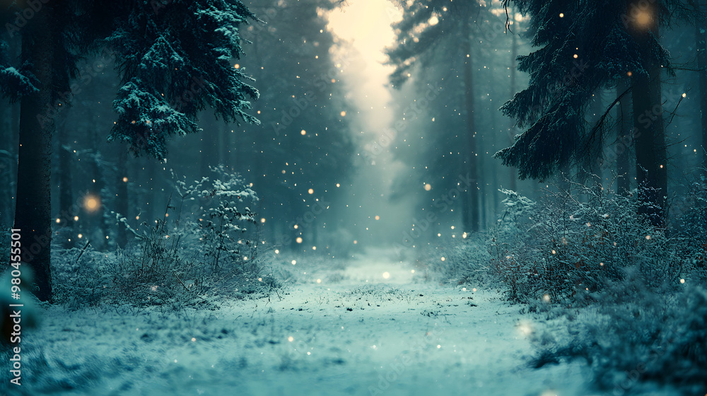 Mystical atmosphere of winter forest Mystical atmosphere of winter forest
