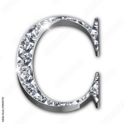 Luxury diamond-encrusted silver alphabet letters