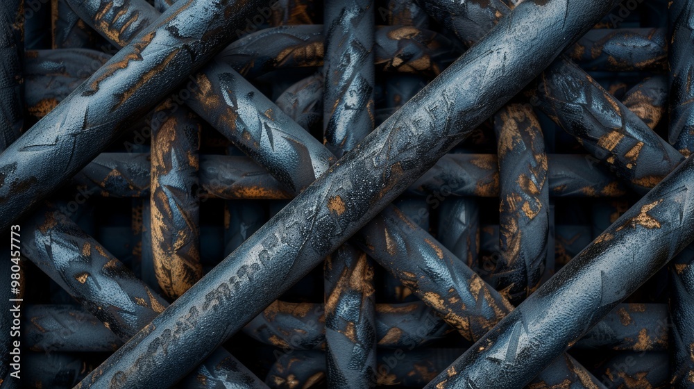Realistic image of intertwined iron pipes creating a unique industrial background Realistic image of intertwined iron pipes creating a unique industrial background