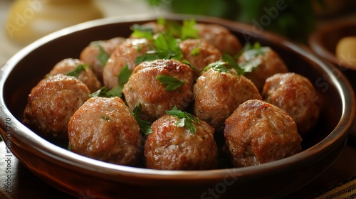 Chiftele - Romanian traditional meatballs made from beef, pork and vegetables photo