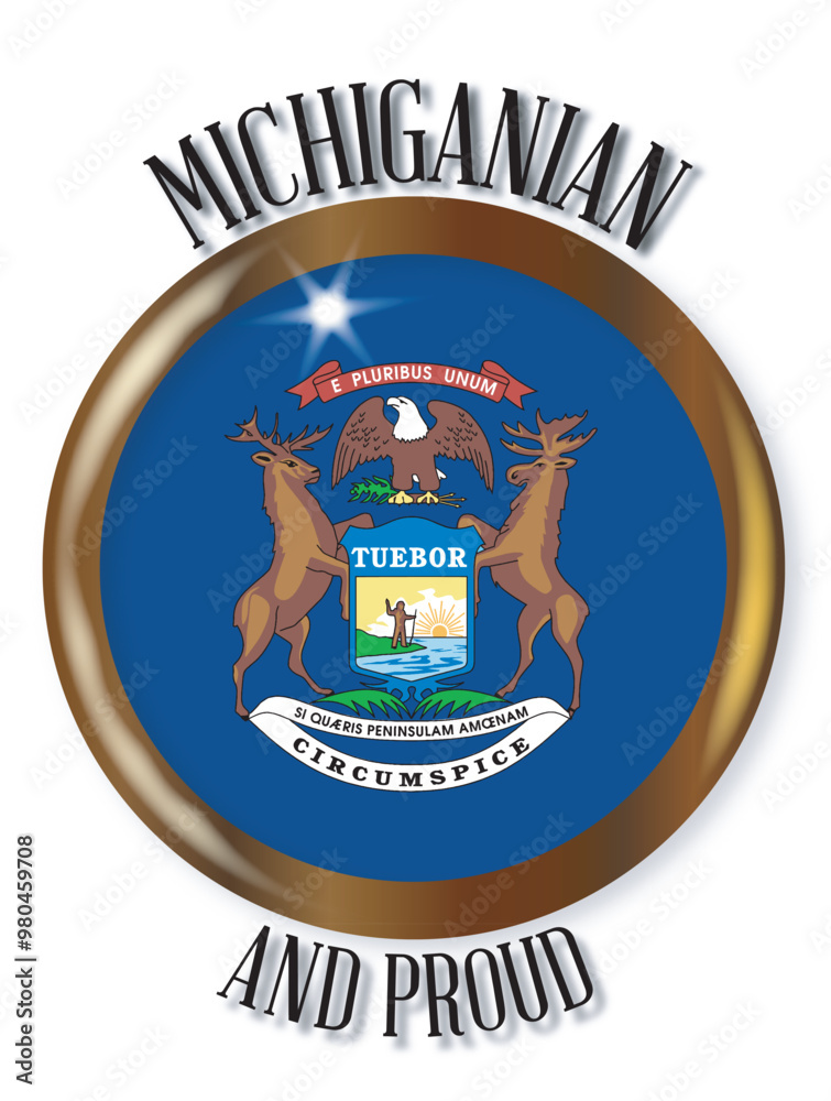 Fototapeta premium Michigan Proud Flag Button