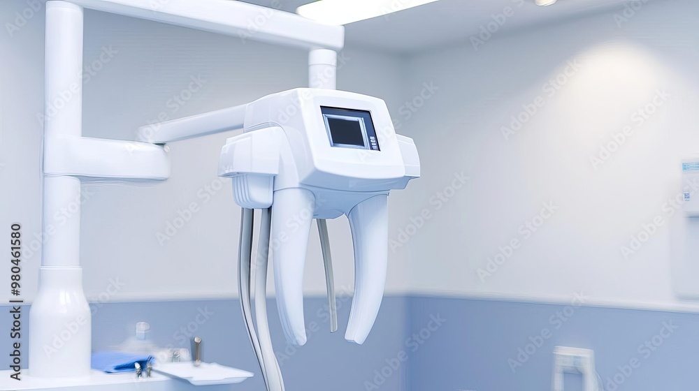 Dental clinic high-tech X-ray machine room with a sterile and organized setup Dental clinic high-tech X-ray machine room with a sterile and organized setup