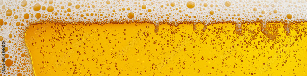 Beer texture. Close-up of beer with foam on top Beer texture. Close-up of beer with foam on top