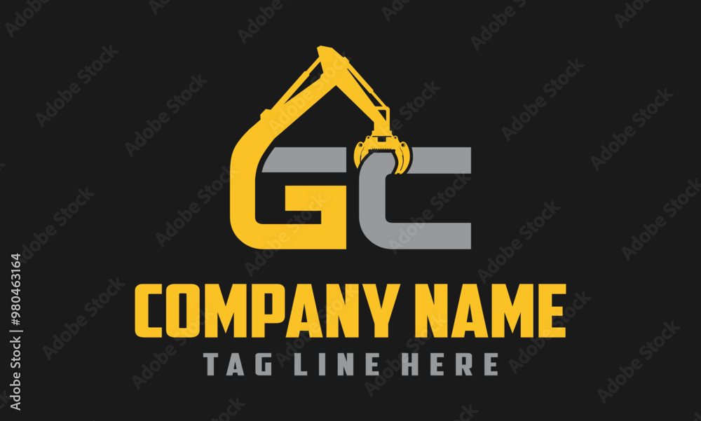Letter GC Excavator Forestry Logo Design . Letter GC Excavator Forestry Logo Design .