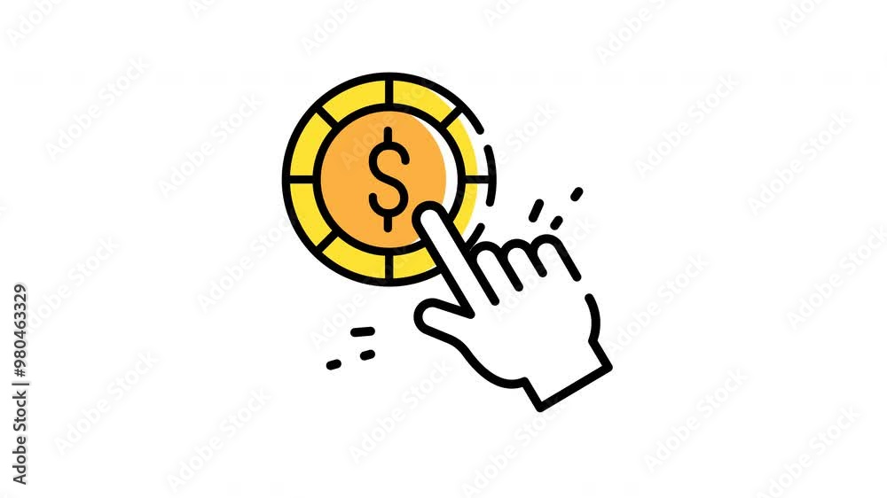 hand pressing the money icon animation motion graphic video design. hand pressing the money icon animation motion graphic video design.