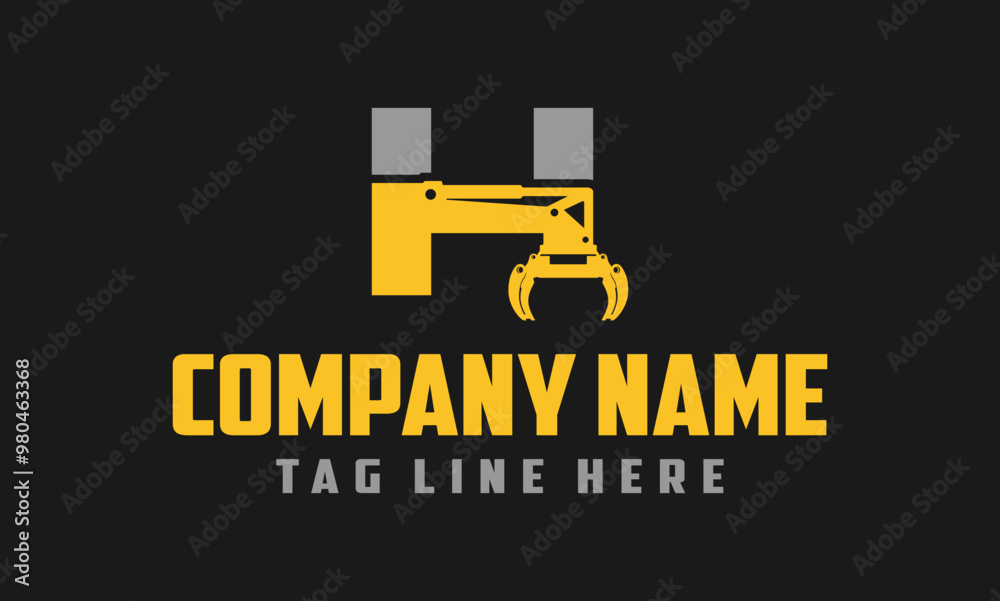 Fototapeta premium Letter H Excavator Forestry Logo Design .