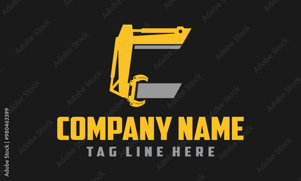 Letter C Excavator Forestry Logo Design . Letter C Excavator Forestry Logo Design .