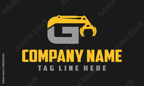 Letter G Excavator Forestry Logo Design .