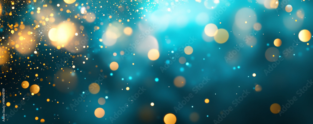 Teal Background with Golden Bokeh Lights Teal Background with Golden Bokeh Lights