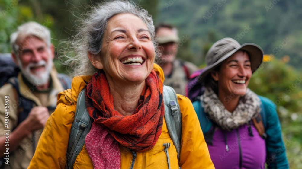 Happy Group of Senior Hikers Enjoying the Outdoors Happy Group of Senior Hikers Enjoying the Outdoors
