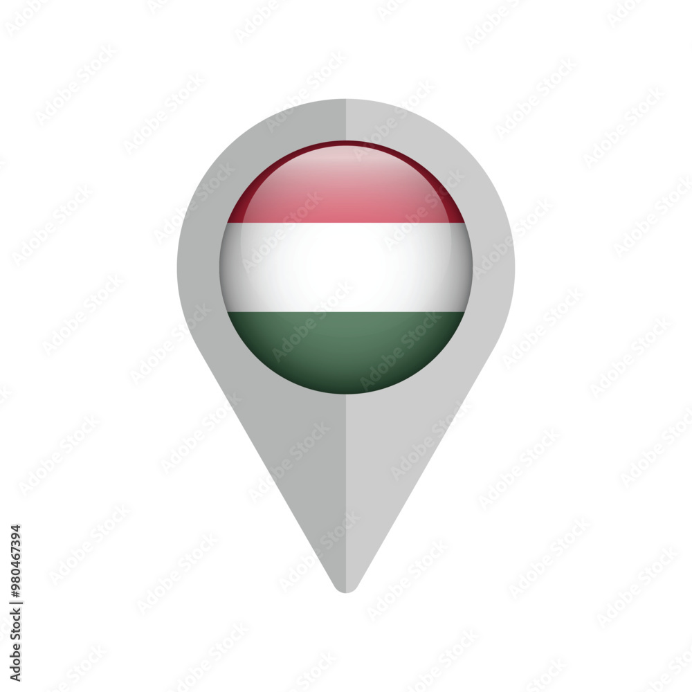 Pin navigation flag icon of Hungary isolated background. Vector illustration Pin navigation flag icon of Hungary isolated background. Vector illustration