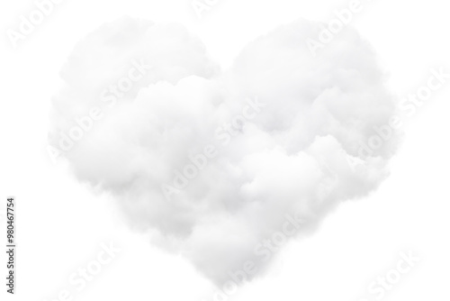 Cloud in the shape of a heart isolated on a transparent background.