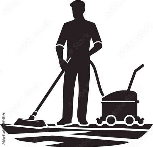 House cleaning person silhouette vector illustration isolated on a white background