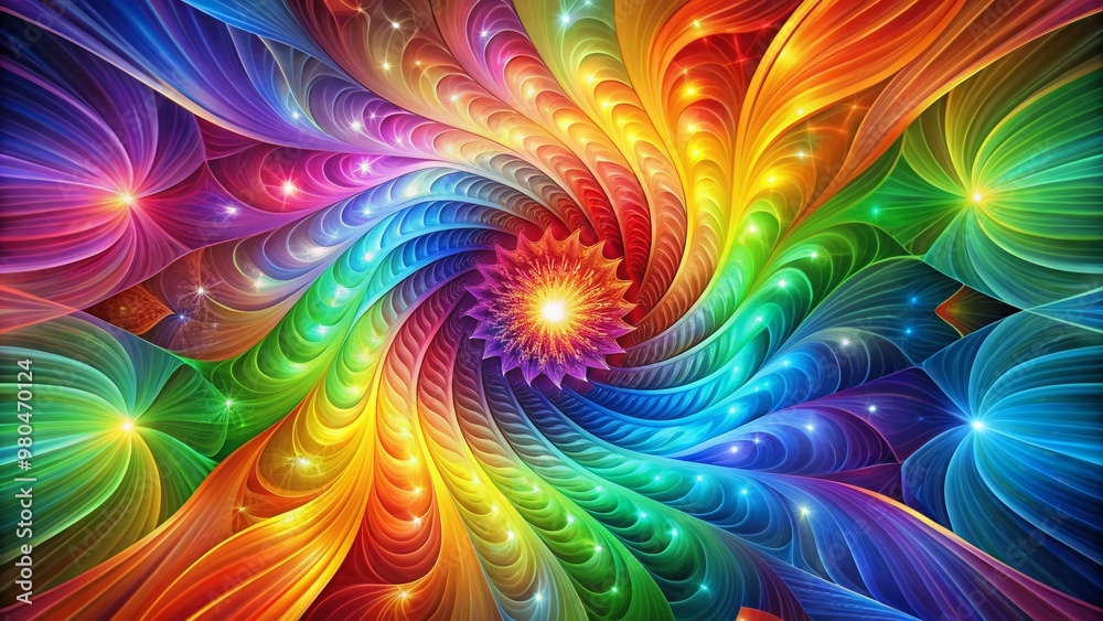 Vibrant rainbow hues burst forth in a mesmerizing abstract background of geometric shapes, swirling patterns, and radiant colors, evoking creativity and energy. Vibrant rainbow hues burst forth in a mesmerizing abstract background of geometric shapes, swirling patterns, and radiant colors, evoking creativity and energy.