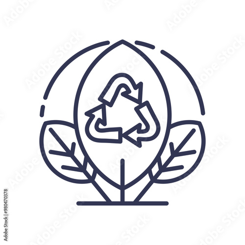 Recycling symbol within a leaf, representing eco-friendly practices and sustainability.