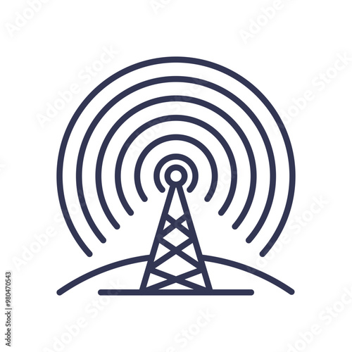 Illustration of a radio tower emitting signals, representing communication infrastructure.