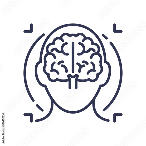 Outline of a human head with a detailed brain, symbolizing brain scans and neurological analysis.
