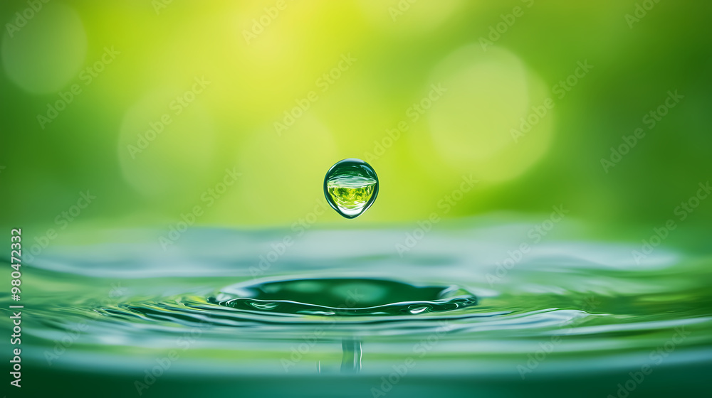 Liquid droplet on a green background Liquid droplet on a green background