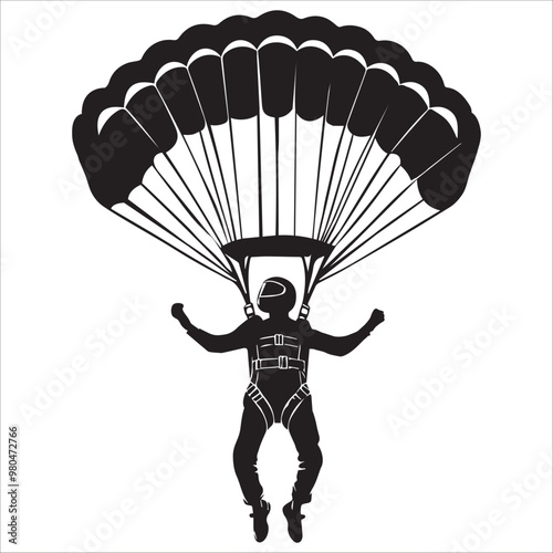 Skydiving Clipart design - parachute jump vector illustration in black and white