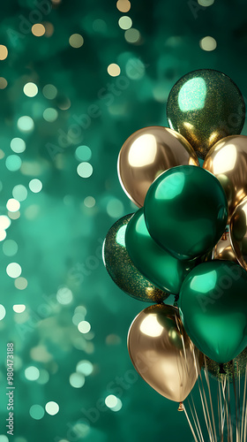 Elegant combination of green and gold balloons