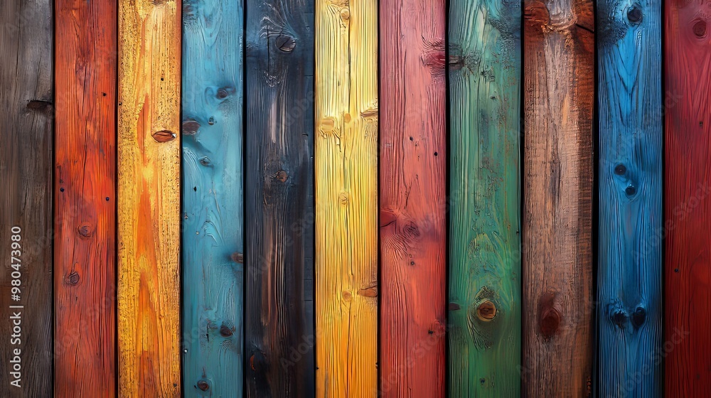Colorful Wooden Planks with Distressed Paint Colorful Wooden Planks with Distressed Paint