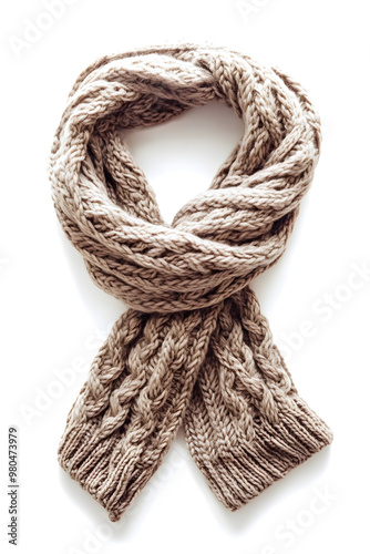  Cozy knitted scarf isolated on white background