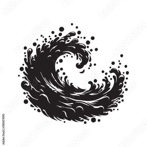 black sea ocean waves. silhouette vector design