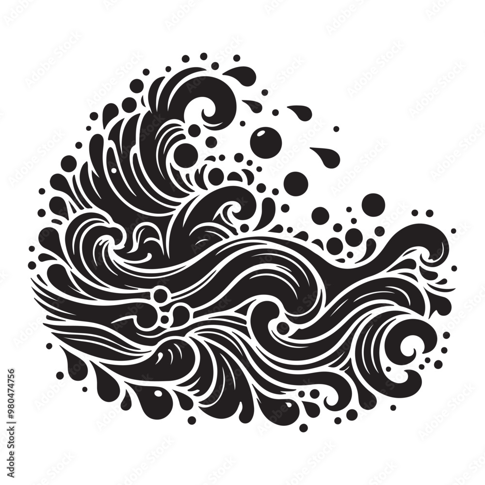 black sea ocean waves. silhouette vector design black sea ocean waves. silhouette vector design