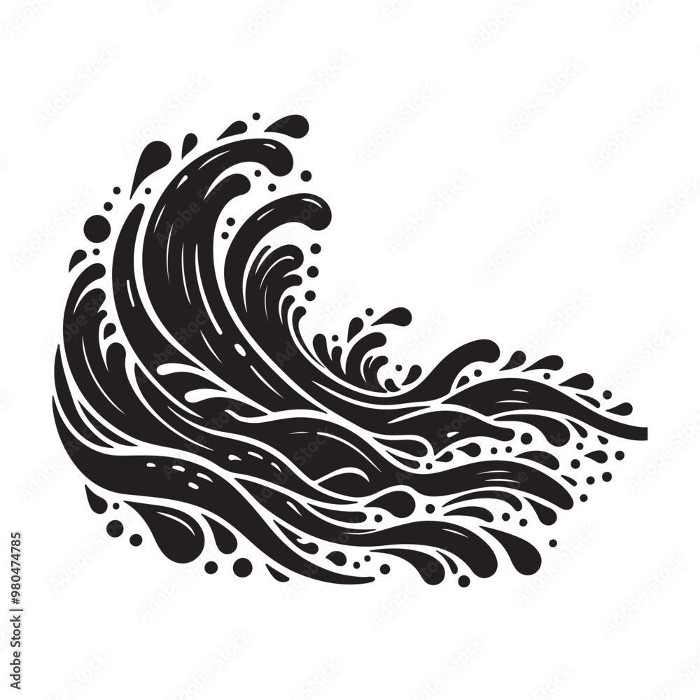black sea ocean waves. silhouette vector design black sea ocean waves. silhouette vector design