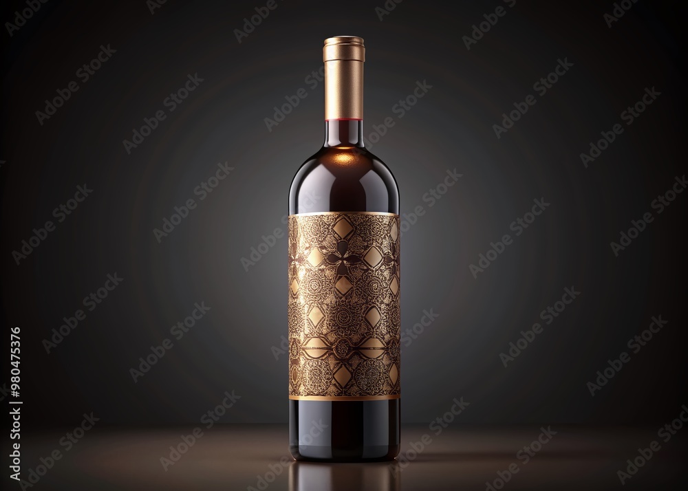 Luxurious wine bottle mockup with premium label design and customizable text, ideal for showcasing elegant branding concepts and premium product packaging designs.