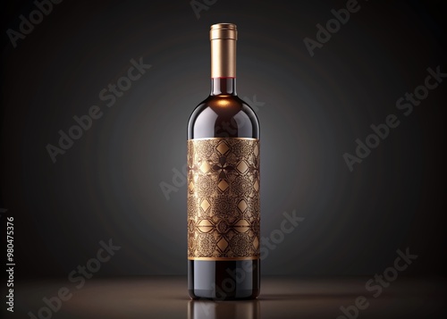 Obraz na płótnie Luxurious wine bottle mockup with premium label design and customizable text, ideal for showcasing elegant branding concepts and premium product packaging designs. w salonie
