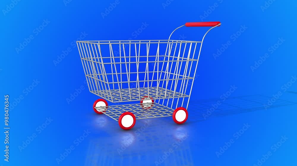 3D Shopping Trolley Zooming Towards the Camera. Shopping Cart 3D Animation. 4K 3D Shopping Trolley Zooming Towards the Camera. Shopping Cart 3D Animation. 4K