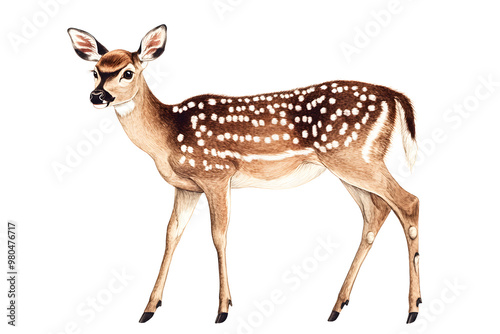 Wallpaper Mural Realistic deer silhouette drawing isolated against a white background Torontodigital.ca