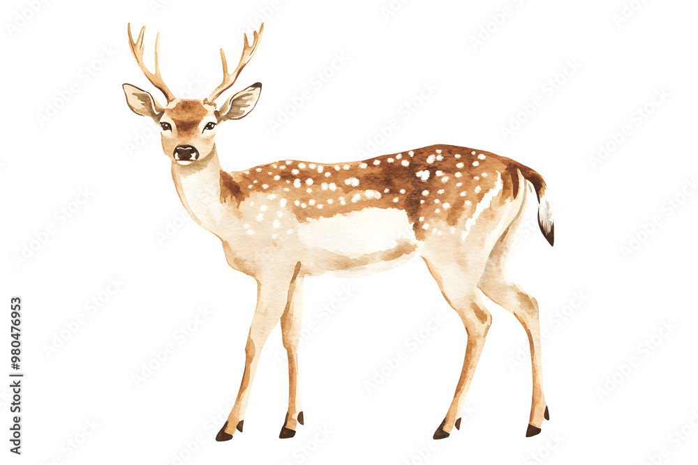 Obraz premium Realistic deer silhouette drawing isolated against a white background