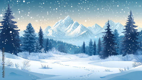 Vector illustration of a winter landscape
