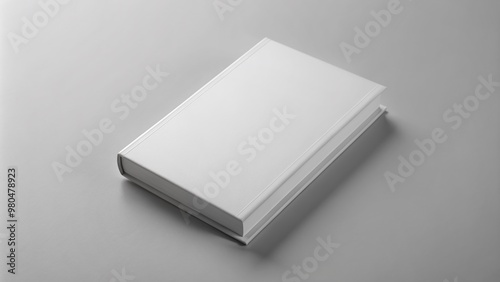 Empty white book cover mockup with clean and modern design, isolated on a light gray background, perfect for author branding and publishing promotions.