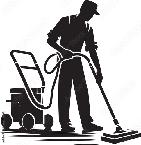 House cleaning person silhouette vector illustration isolated on a white background
