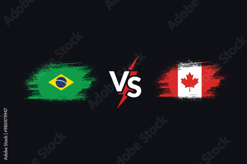 brazil vs canada grangy effect flag vector photo