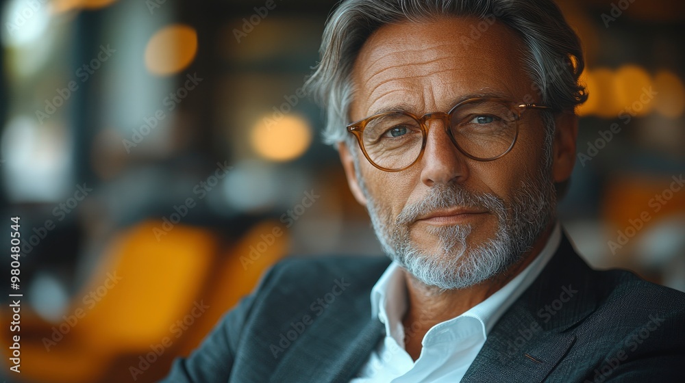 Portrait of a Confident Mature Man in Glasses Portrait of a Confident Mature Man in Glasses