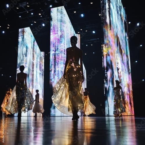 Futuristic Fashion Runway Show with Mesmerizing Lighting and Silhouettes