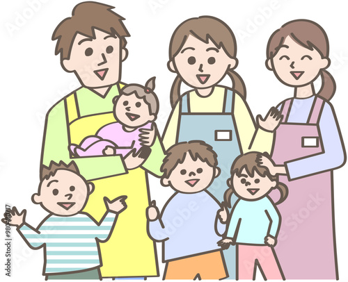 保育士と子ども達